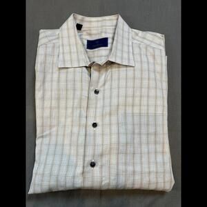 David Donahue Dress Shirt XL Multicolor Micro Check 100% Cotton‎